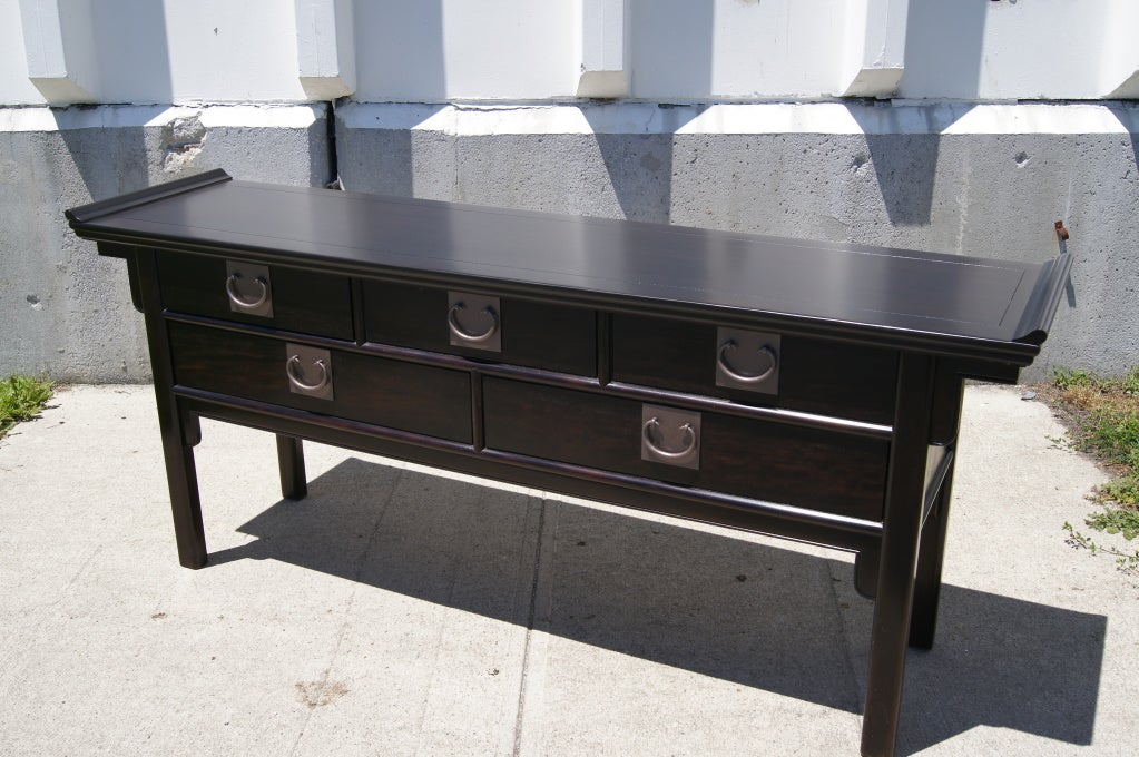 American Asian-Influenced Five-Drawer Console Table by Century Furniture of Disctinction
