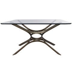 Glass and Bronze Coffee Table by Roger Sprunger for Dunbar