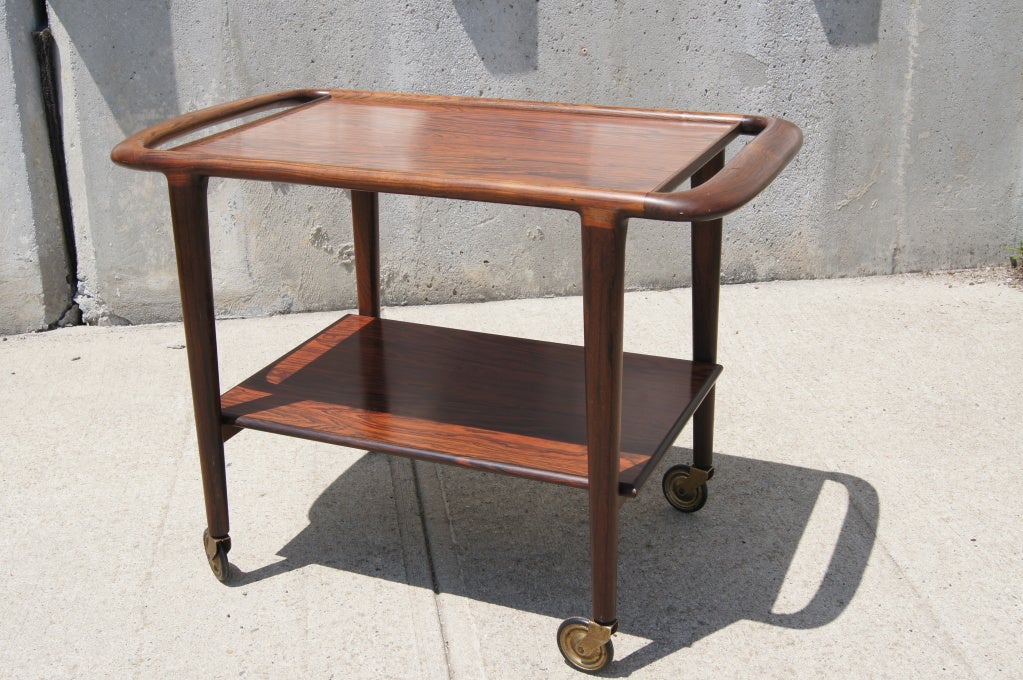 Rosewood Serving Cart by H. W. Klein for Illums Bolighus In Good Condition For Sale In Dorchester, MA
