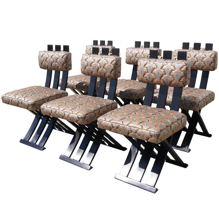 Set of Six X-Base Dining Chairs by Harvey Probber