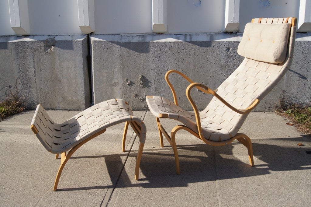 Pernilla Lounge Chair and Ottoman by Bruno Mathsson for Dux