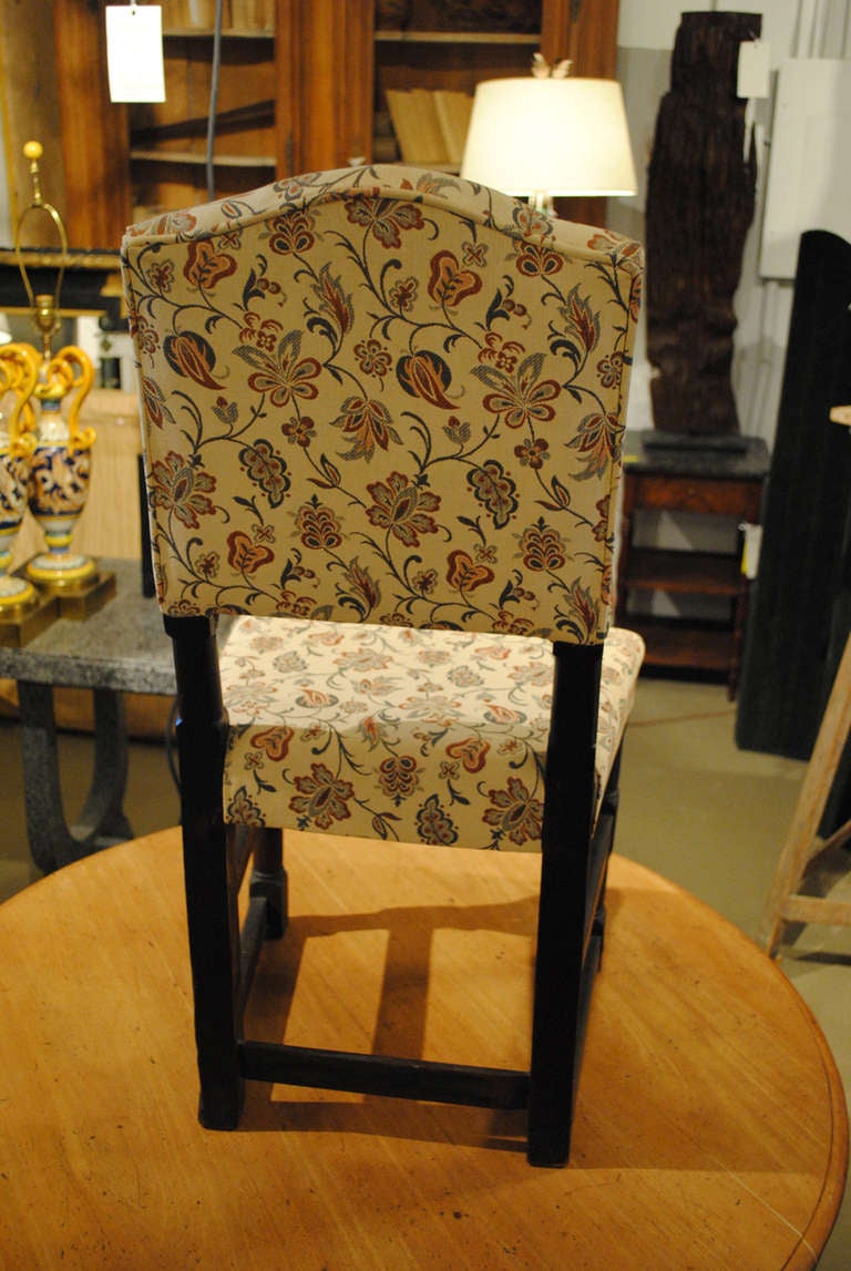 17th century oak upholstered convent chair.