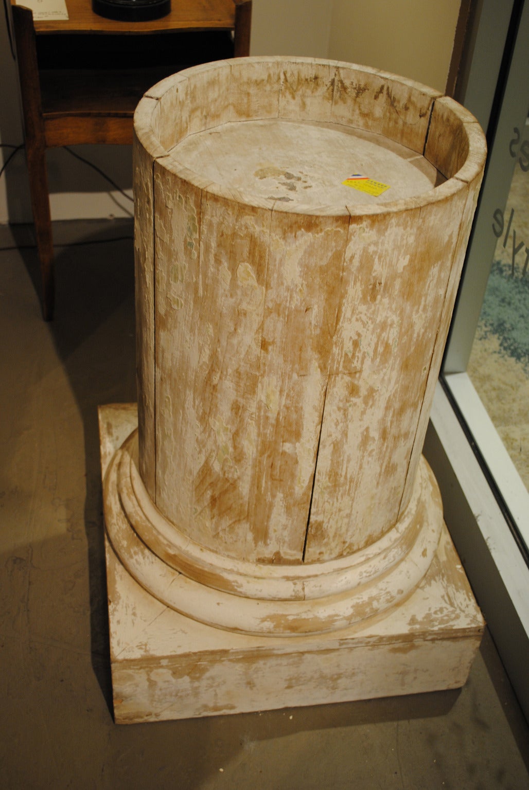 Contemporary Pair of French Beech Column Pedestal Side Tables