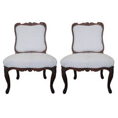 Pair of 19th Century Chestnut Slipper Chairs 5