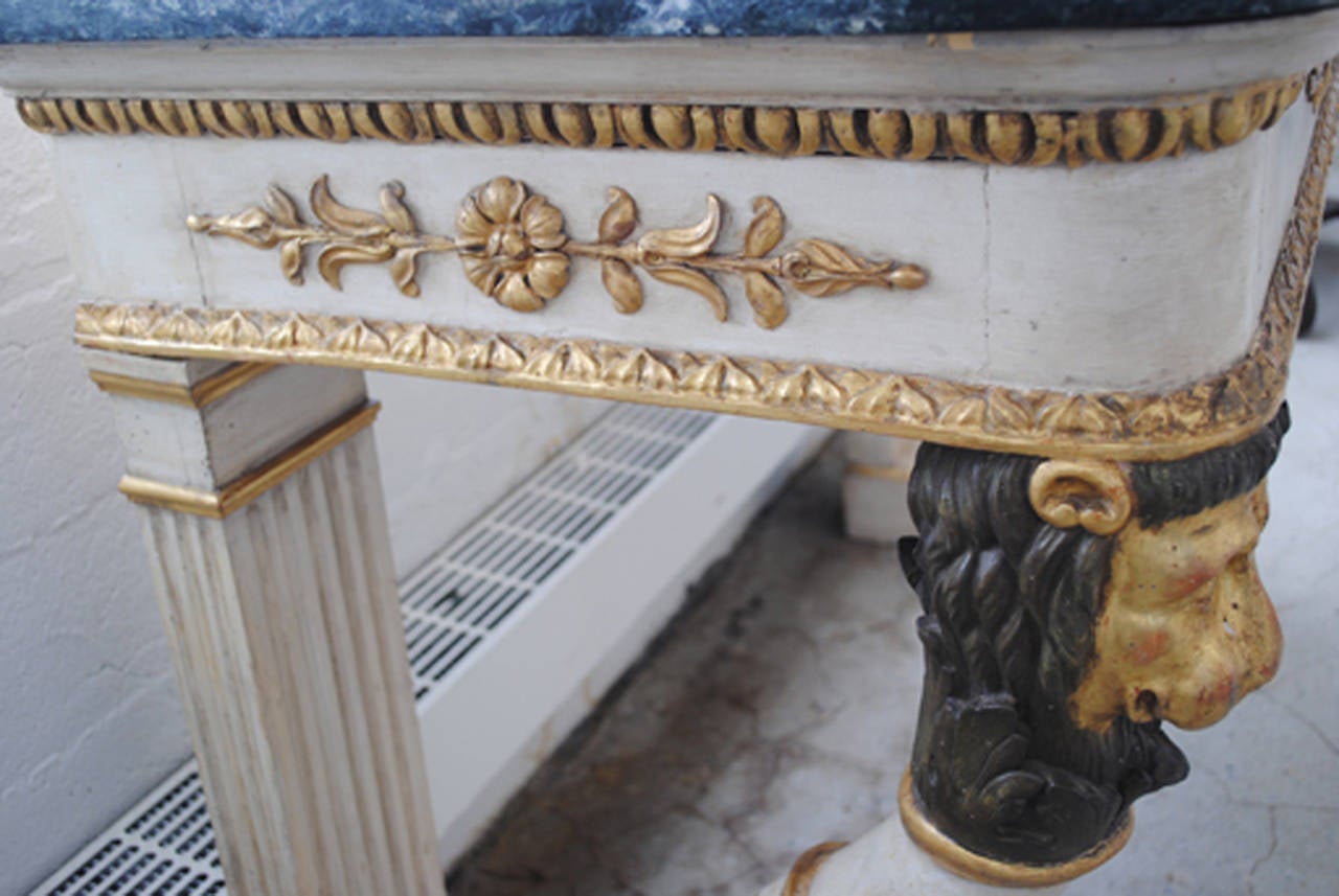 Pair of Neoclassical Painted and Parcel-Gilt Consoles In Good Condition For Sale In Boston, MA