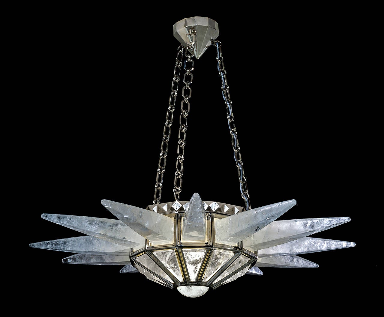 Rock Crystal Starburst Light In Excellent Condition For Sale In Boston, MA