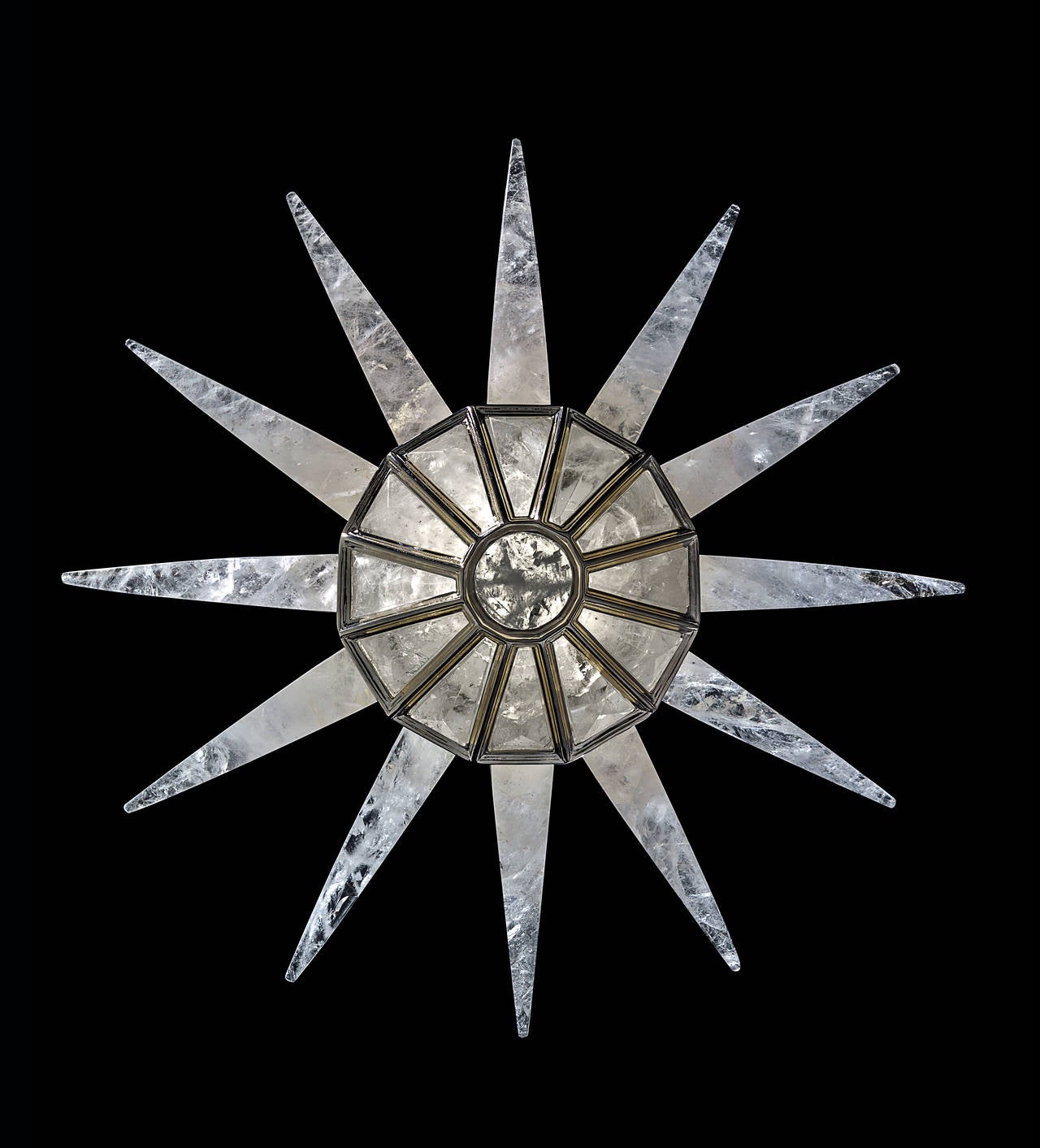 Contemporary Rock Crystal Starburst Light For Sale