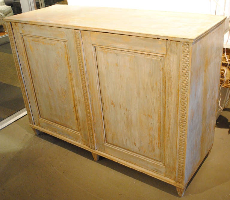 French Early 19th Century Distressed Blue Painted Swedish Buffet
