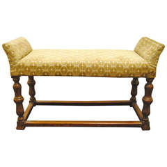 English Upholstered Wooden Bench 5