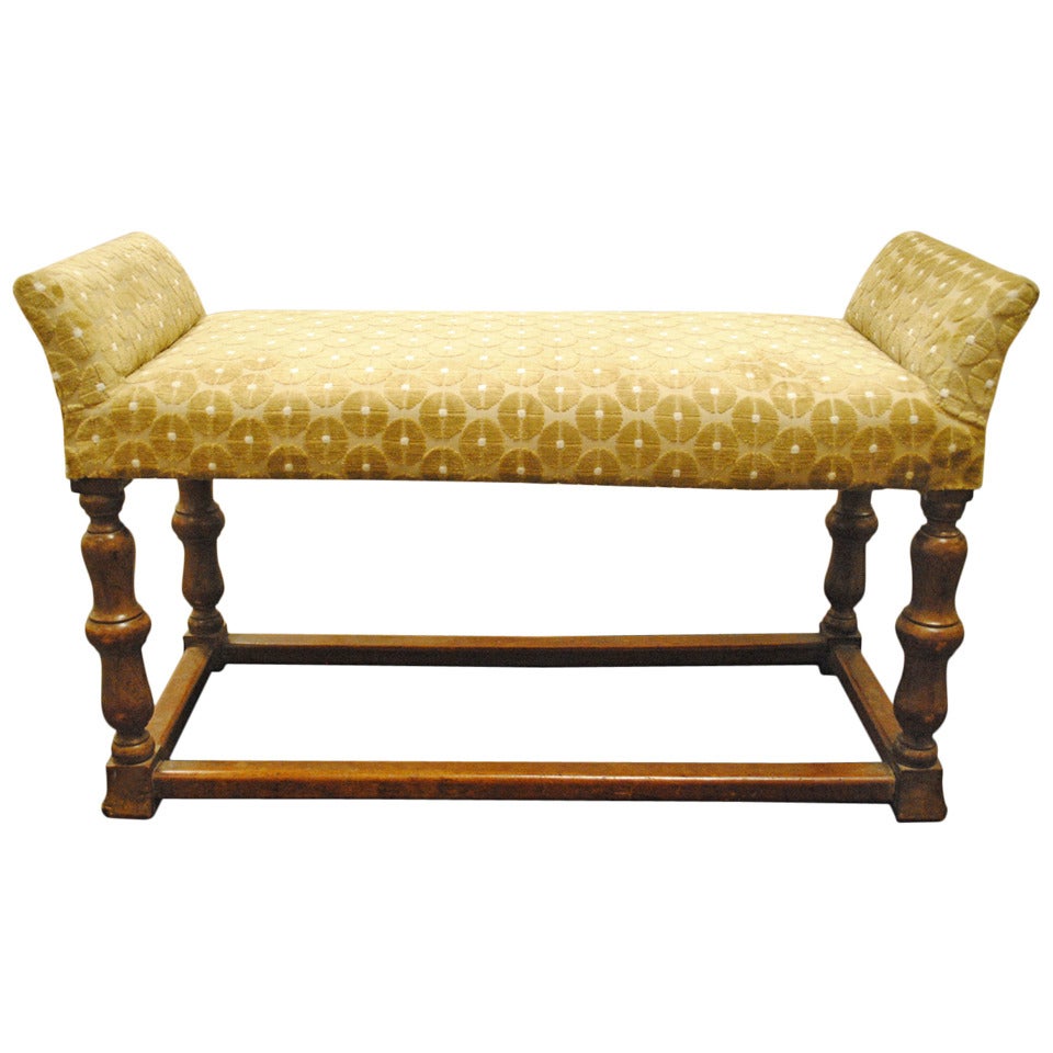 English Upholstered Wooden Bench