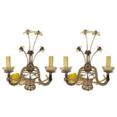 Pair of Crystal Wall Sconces