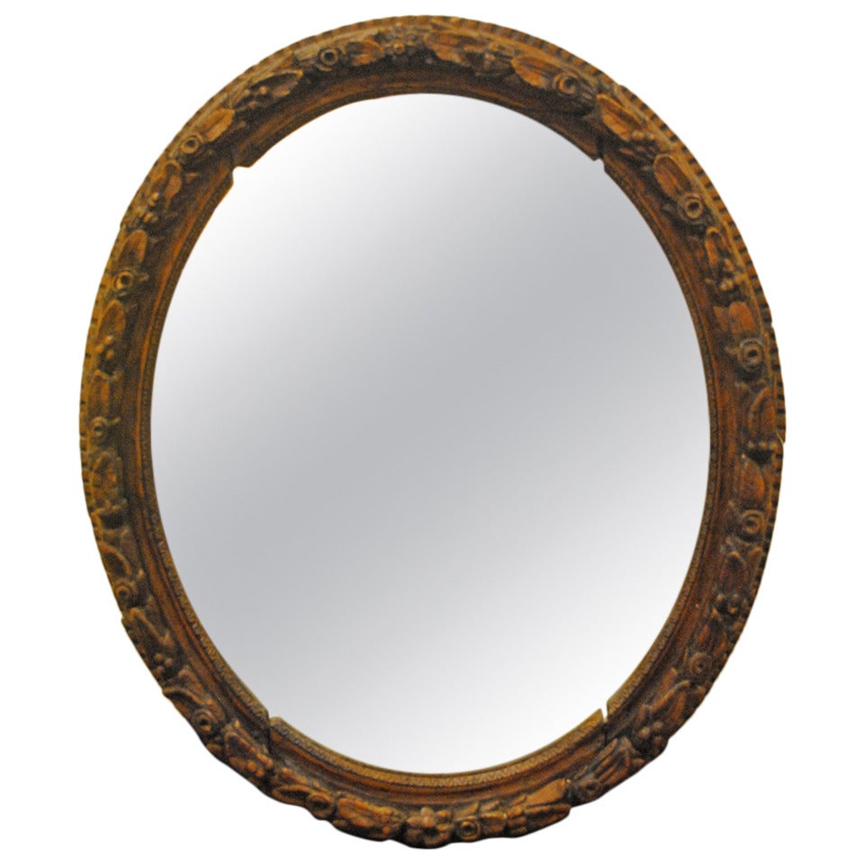 Carved Oak Mirror