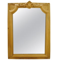 19th Century French Oak Painted Mirror with Crest