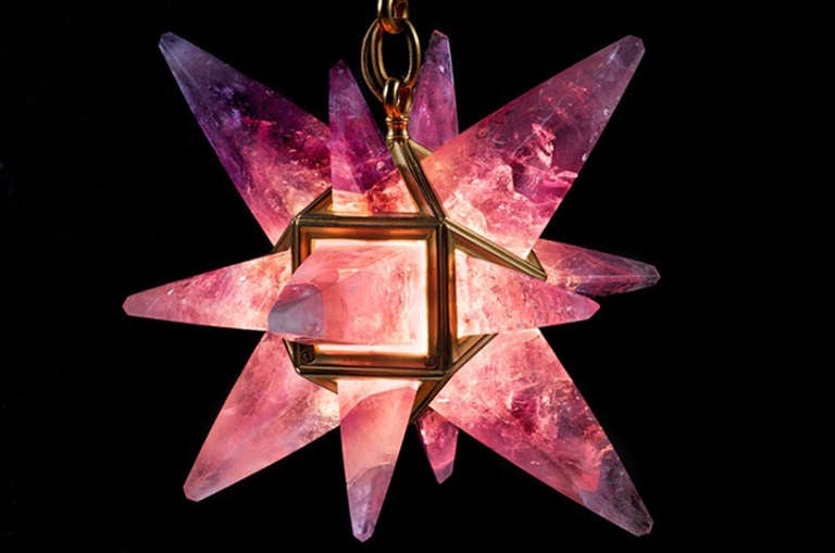 Bronze Rock Crystal Star Light For Sale
