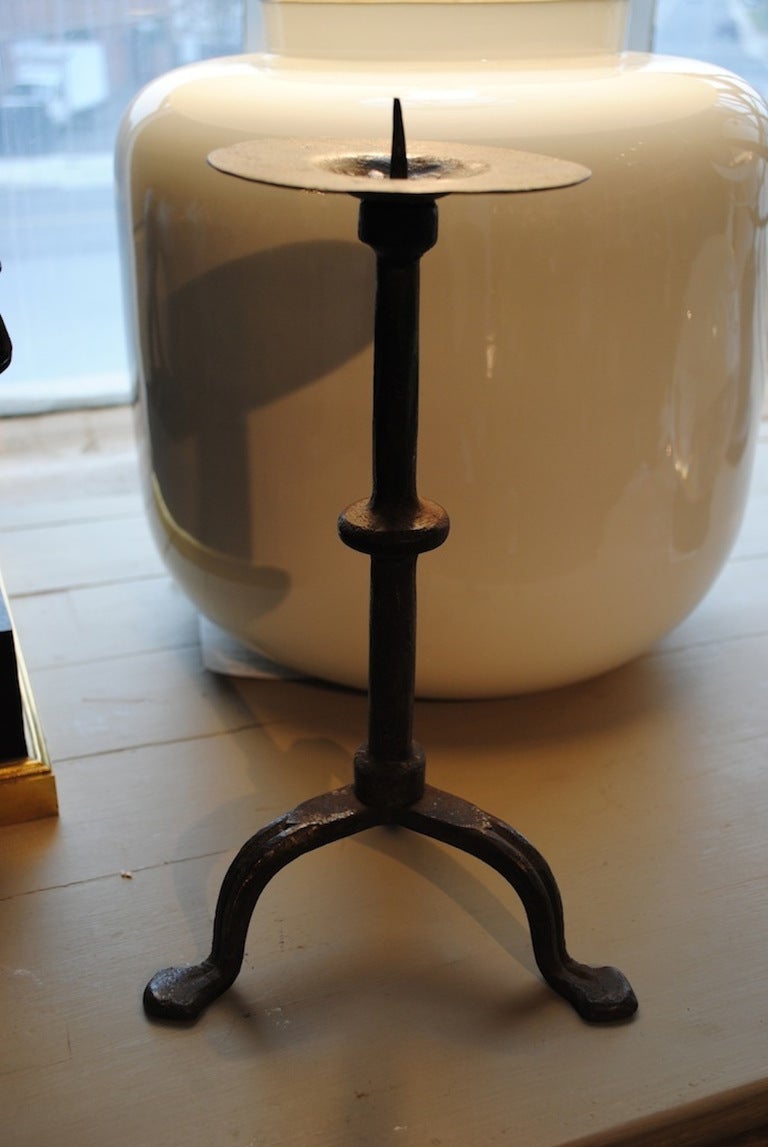French 18th Century Wrought Iron Pricket Candlestick