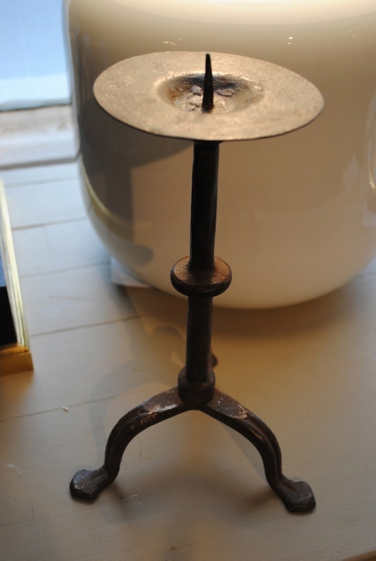 18th Century and Earlier 18th Century Wrought Iron Pricket Candlestick