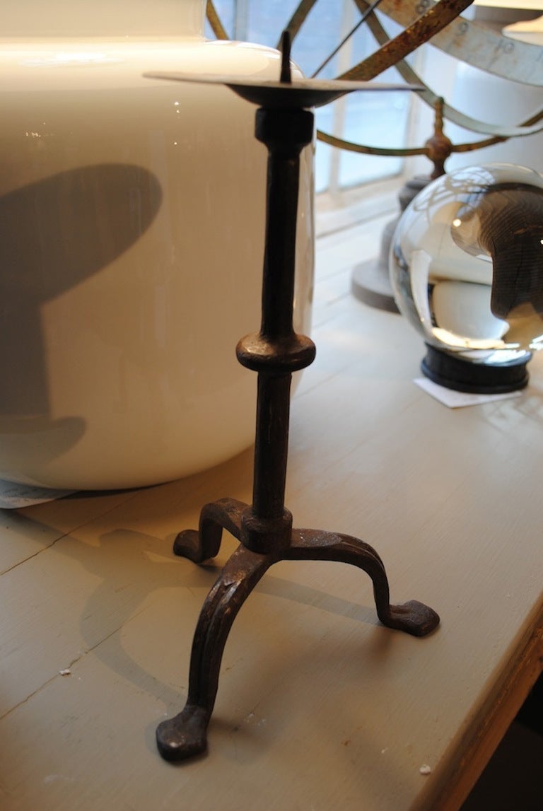 18th century wrought iron pricket candlestick.