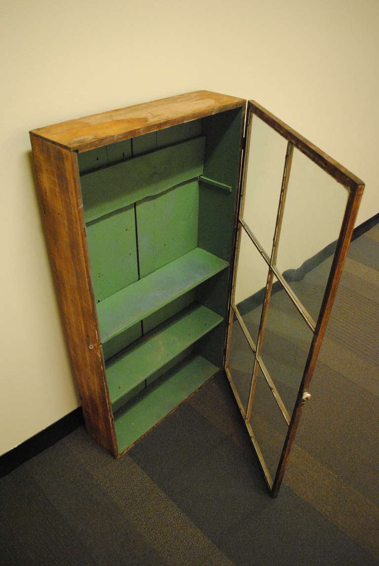 18th - Early 19th Century American Wall Cabinet with Glass In Good Condition For Sale In Boston, MA