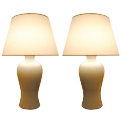 Pair of White Porcelain Lamps
