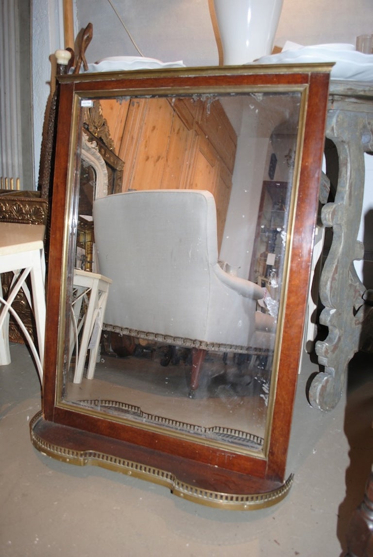 19th Century Mahogany Mirror with Shelf For Sale 2