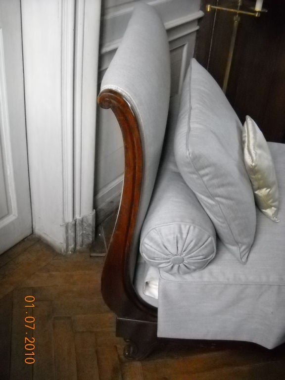 Mahogany 19th Century Upholstered Recamier Chaise