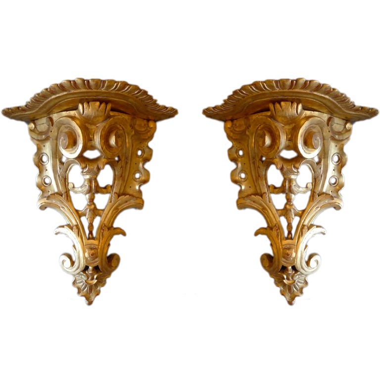 Pair of Ornate Giltwood Brackets