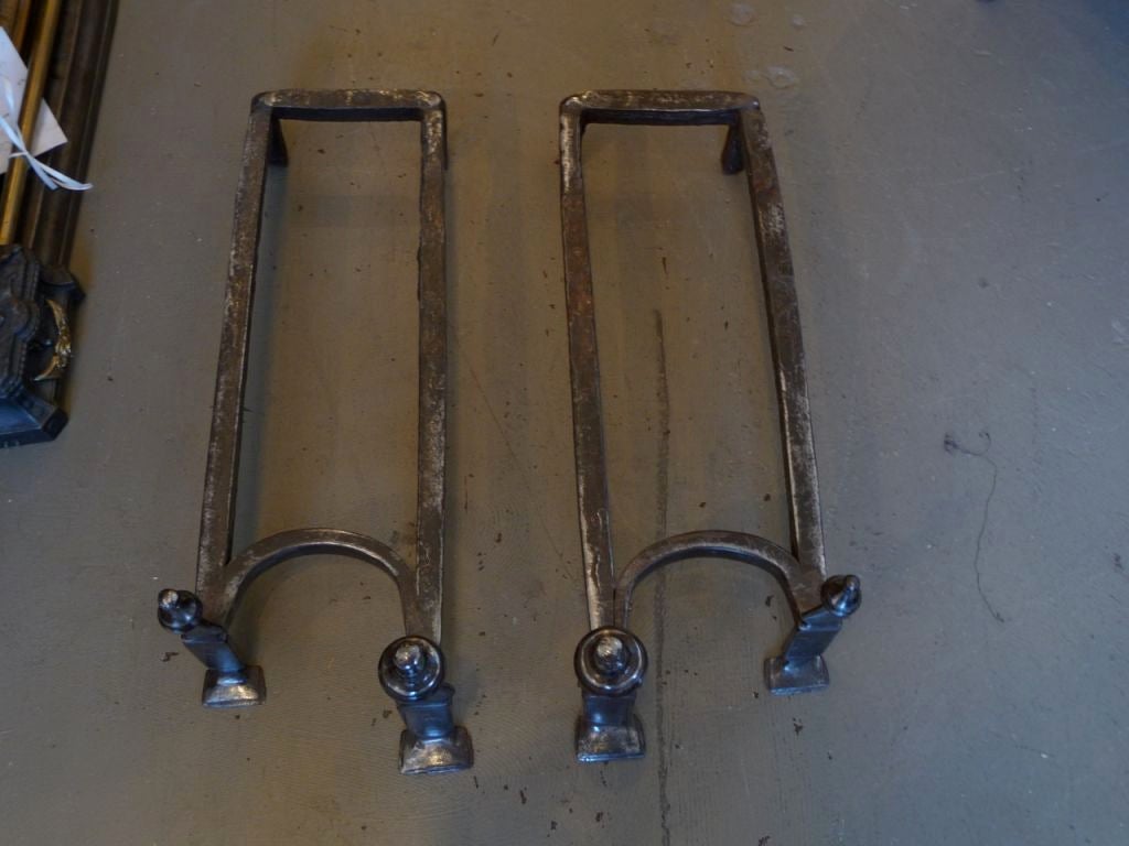 18th Century Double Andirons In Excellent Condition For Sale In Boston, MA