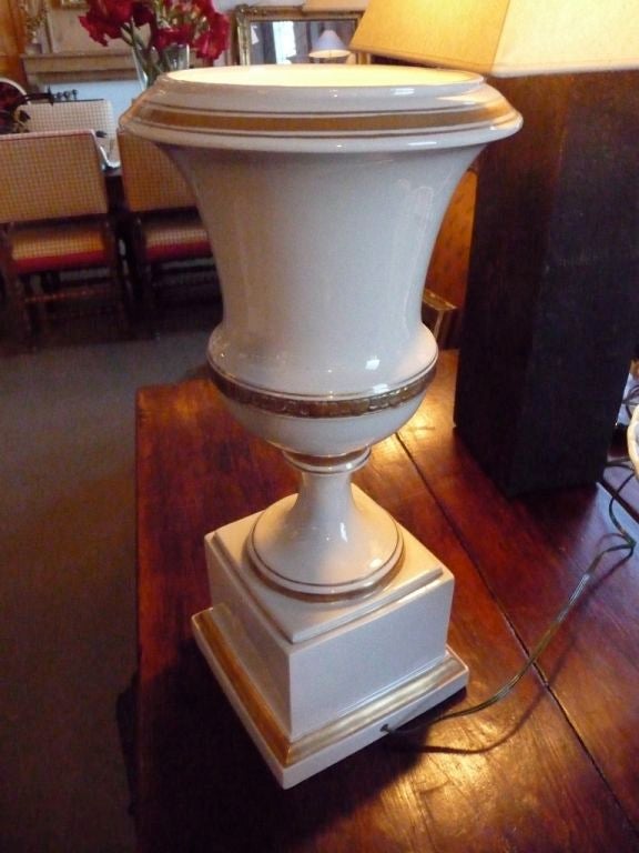 Paris porcelain urn table lamp.