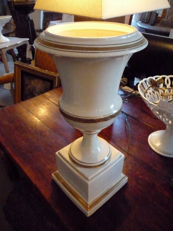 French Paris Porcelain Urn Table Lamp For Sale