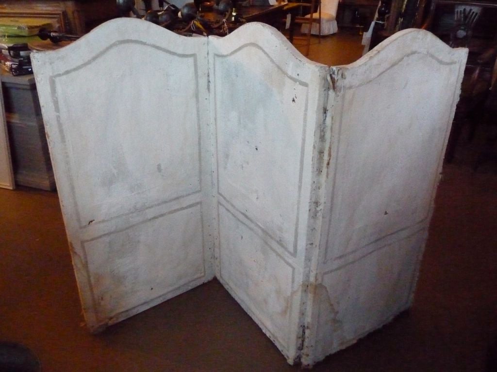 Pair of 19th Century Painted Canvas Folding Screens In Fair Condition For Sale In Boston, MA