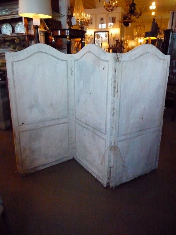 Pair of 19th Century Painted Canvas Folding Screens For Sale 3
