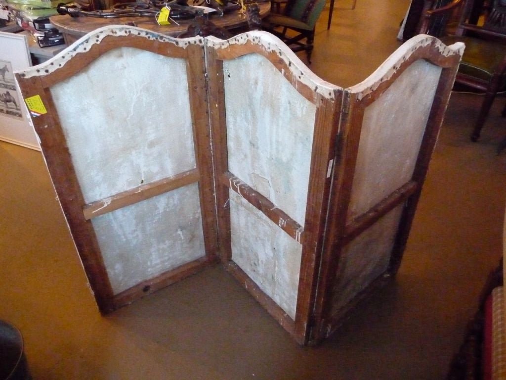 Pair of 19th Century Painted Canvas Folding Screens For Sale 4