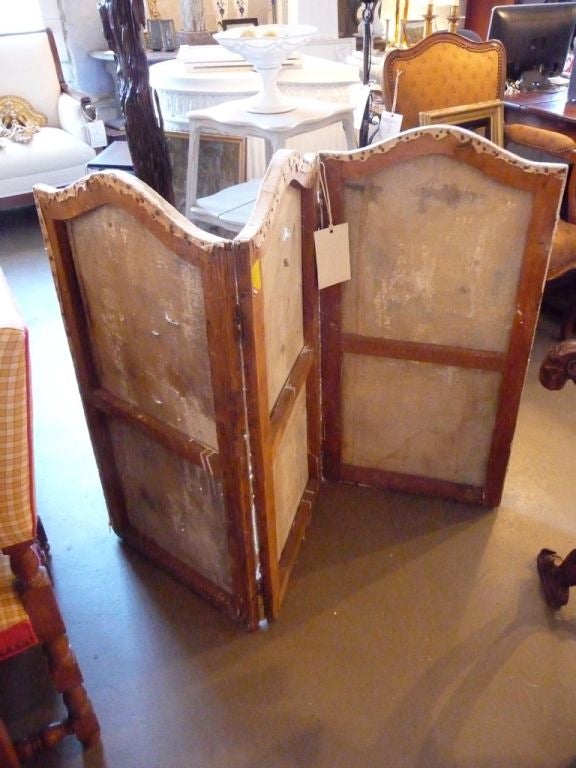 Pair of 19th Century Painted Canvas Folding Screens For Sale 5