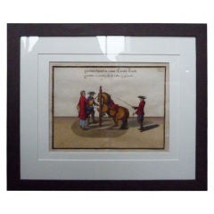 Hand colored equestrian engravings