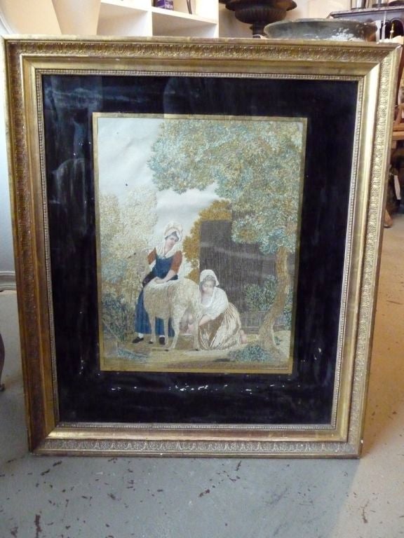 English 19th Century Framed Needlepoint For Sale