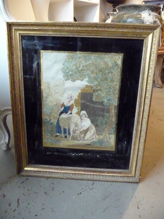 19th Century Framed Needlepoint In Good Condition For Sale In Boston, MA