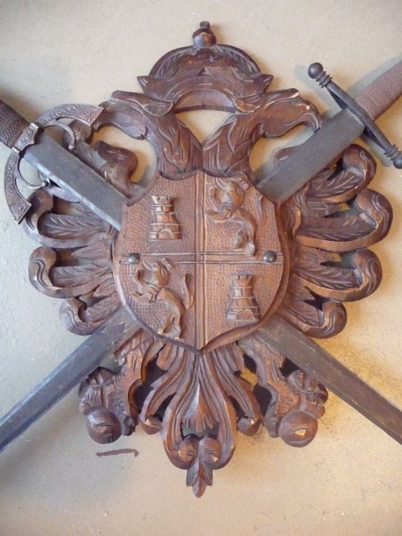 20th Century Black Forest Coat Of Arms With Swords