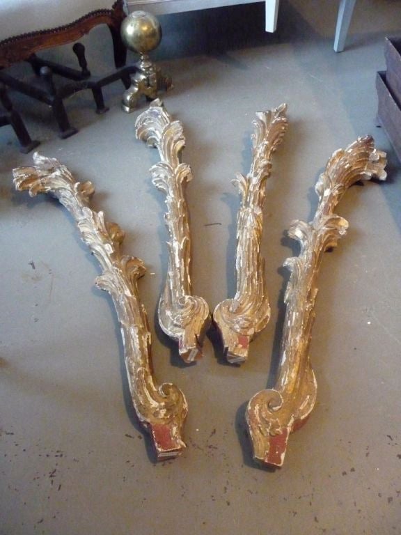 18th Century and Earlier 18th Century Carved Giltwood Fragments For Sale