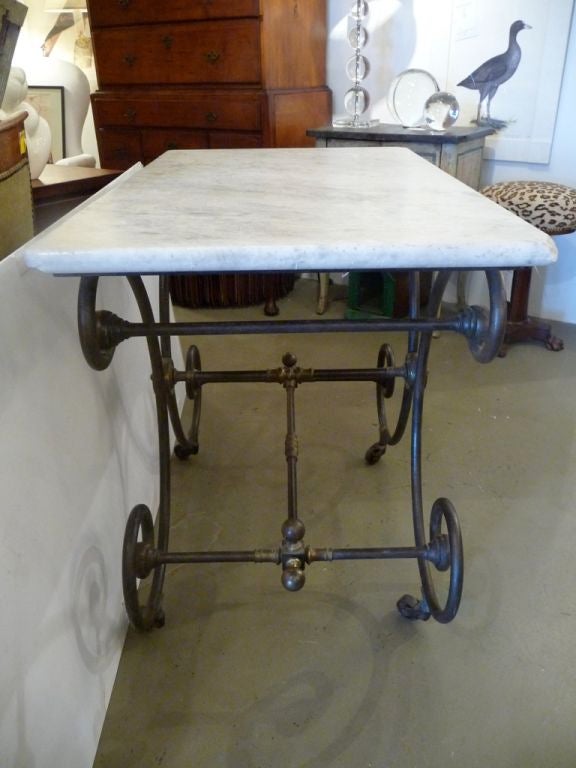 19th Century Marble-Top Bakers Table 1