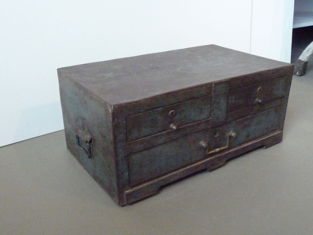 19th Century, Metal Coffer In Good Condition For Sale In Boston, MA