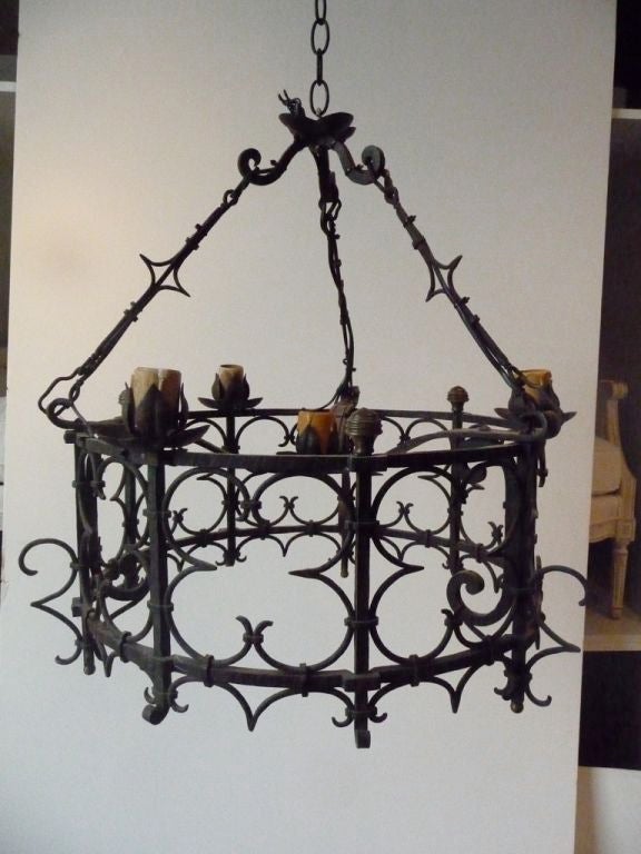 French Wrought Iron Chandelier For Sale 1