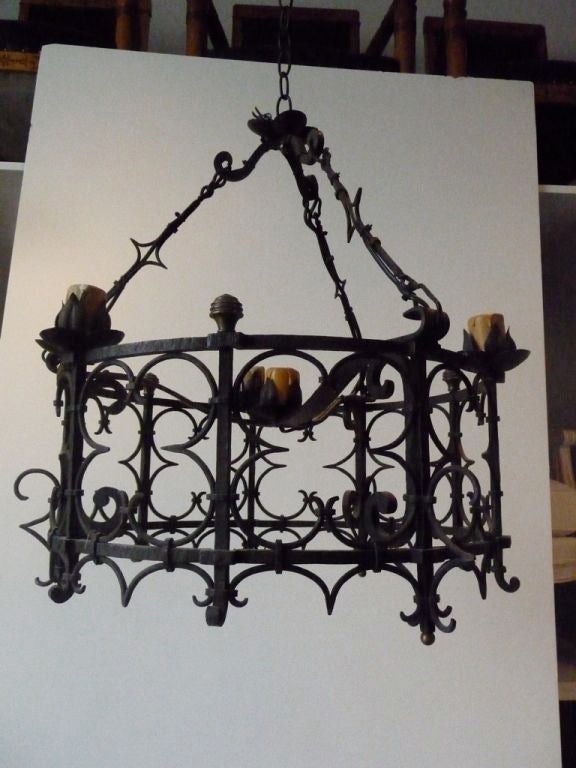 French Wrought Iron Chandelier For Sale 2