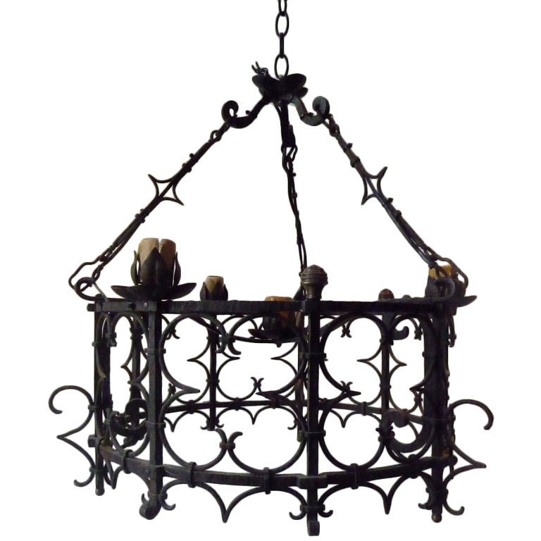 French Wrought Iron Chandelier For Sale