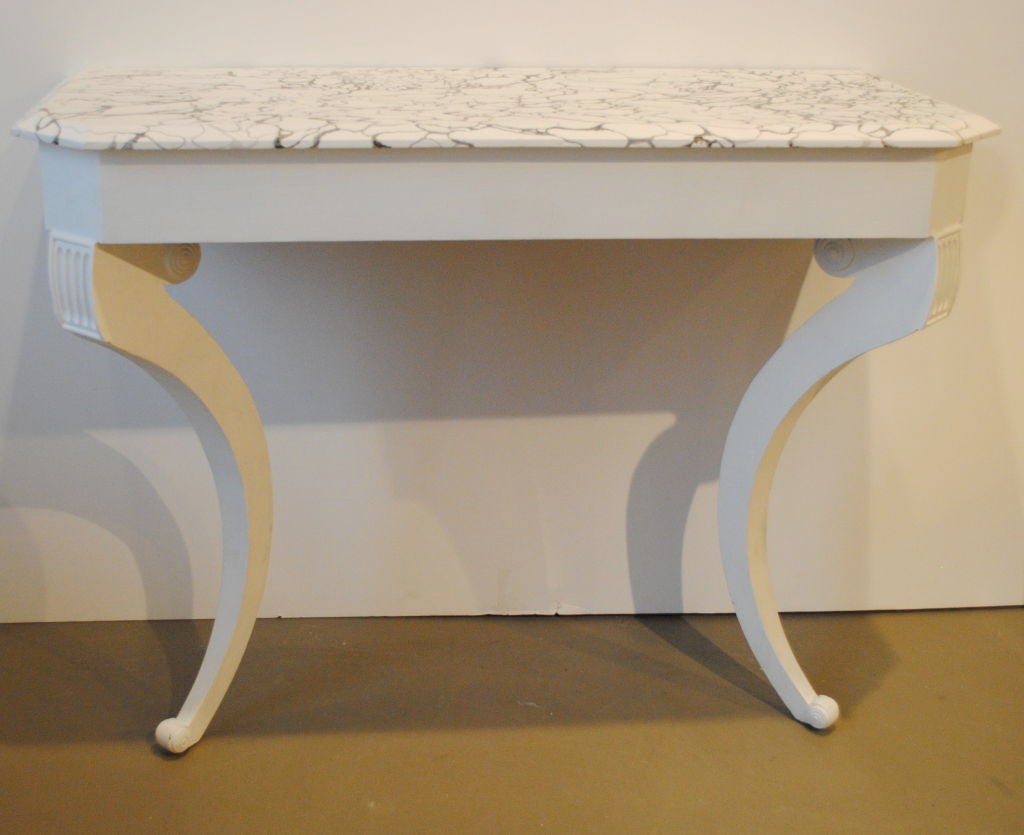 Wall Mount Console with Marbleized Top For Sale 3