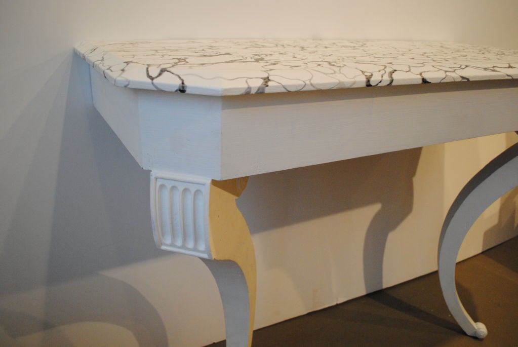 American Wall Mount Console with Marbleized Top For Sale