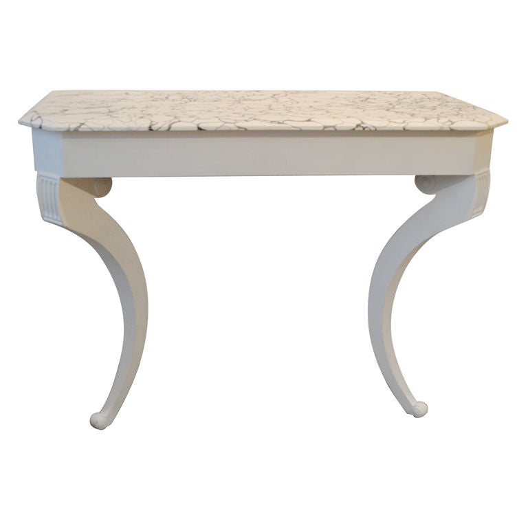 Wall Mount Console with Marbleized Top For Sale