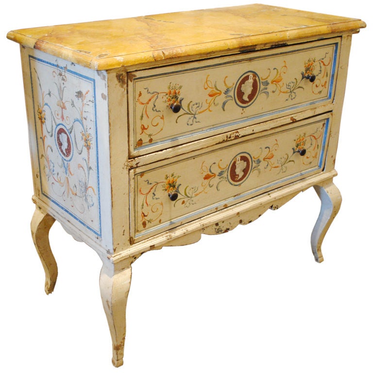 Mid to Late 19th Century Painted Italian Commode For Sale