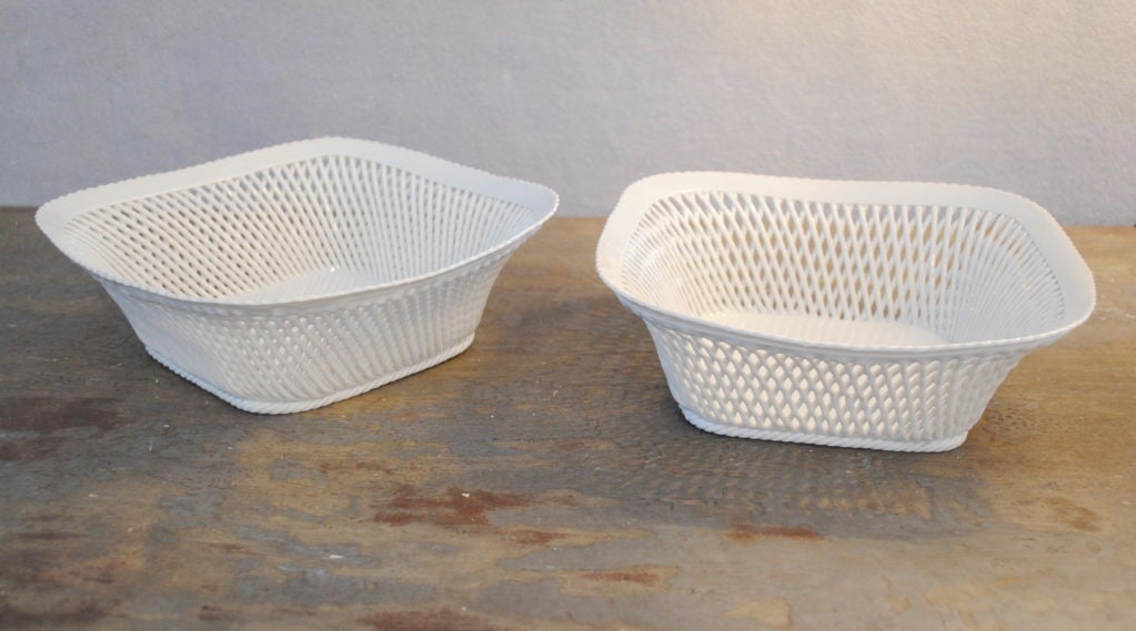 French Porcelain Woven Bowls For Sale