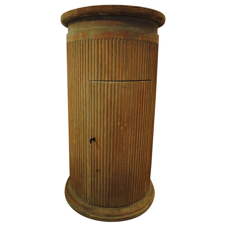 Fluted Wood Column Pedestal w/ Door