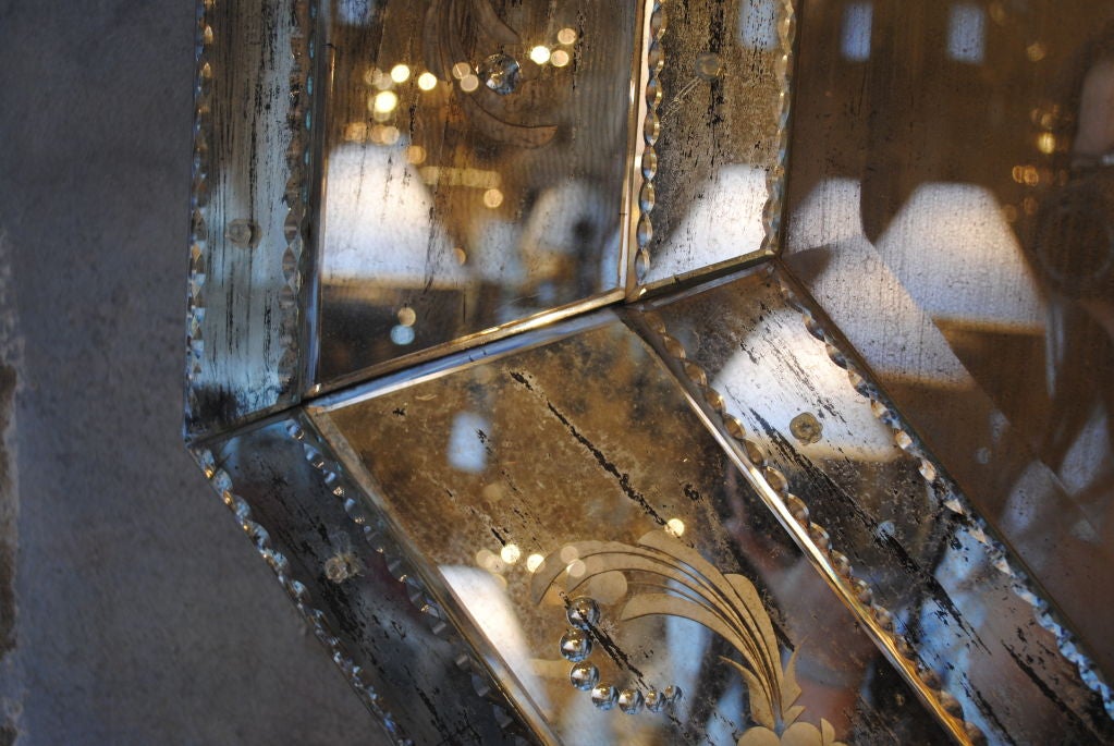 American Antiqued Glass Venetian Mirror